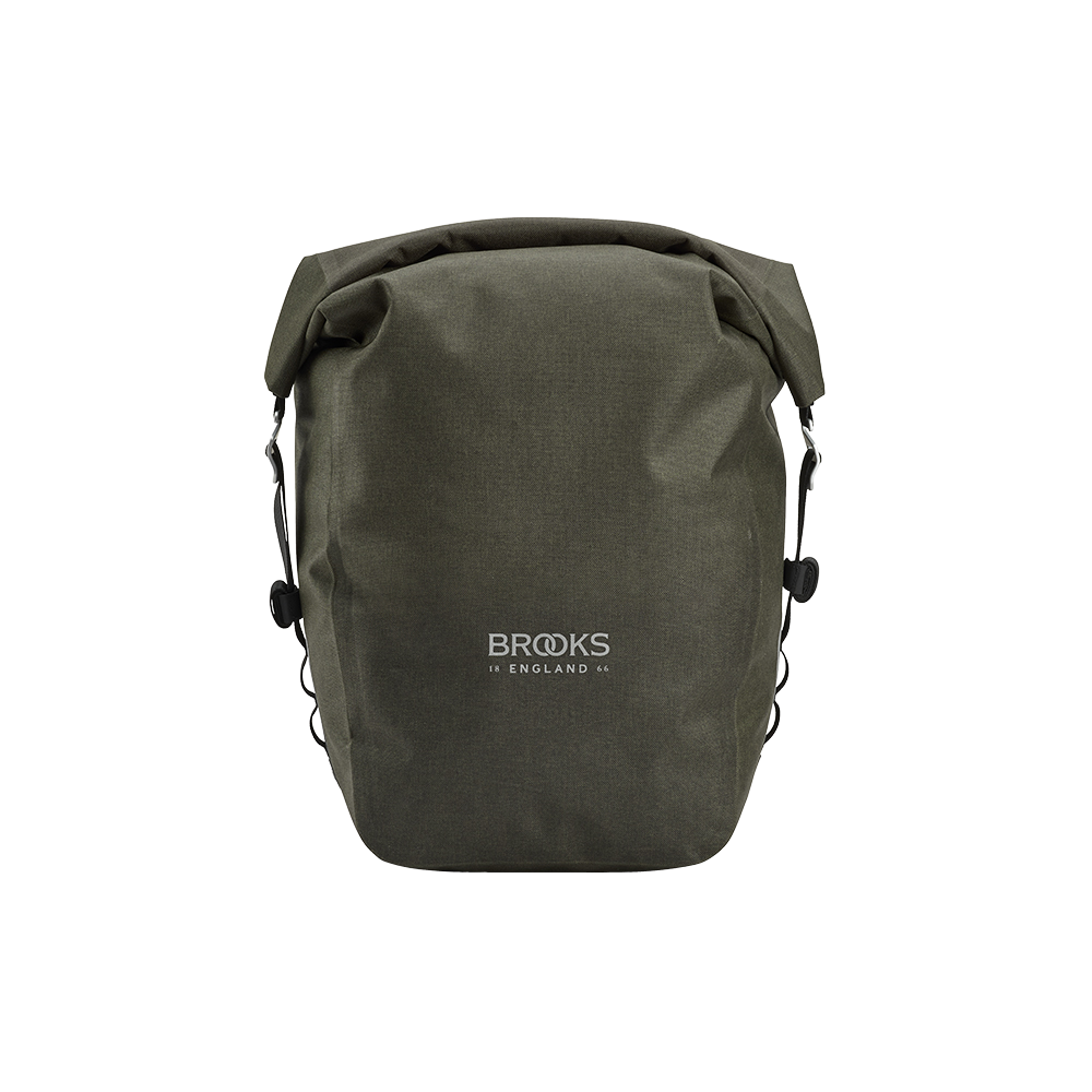 brooks england scape pannier large bag bikepacking waterproof mud green